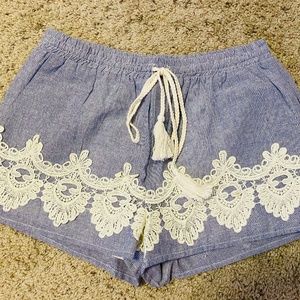 Blue Lace detail shorts NWT- L